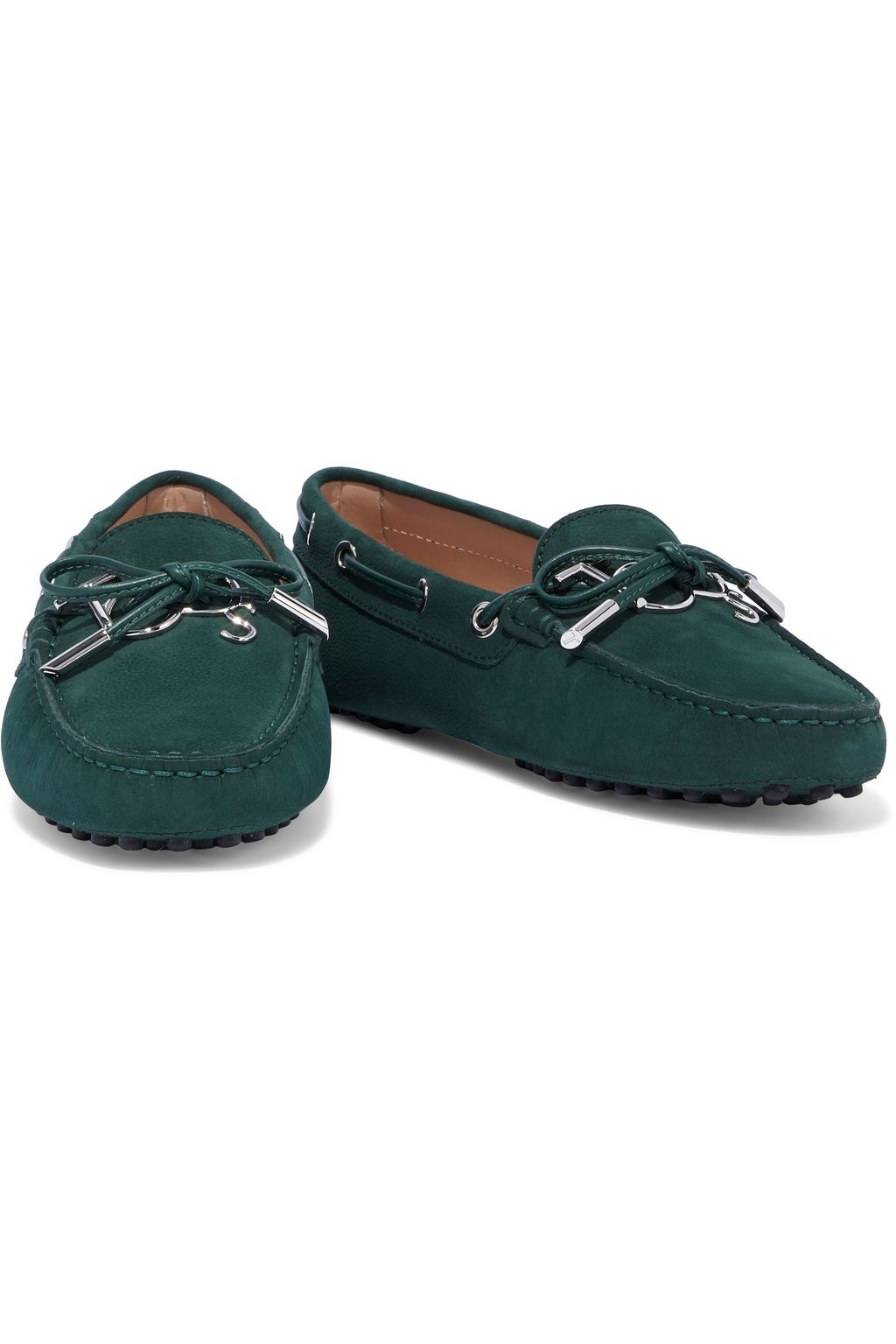 TOD'S Heaven logo-appliquéd nubuck loafers