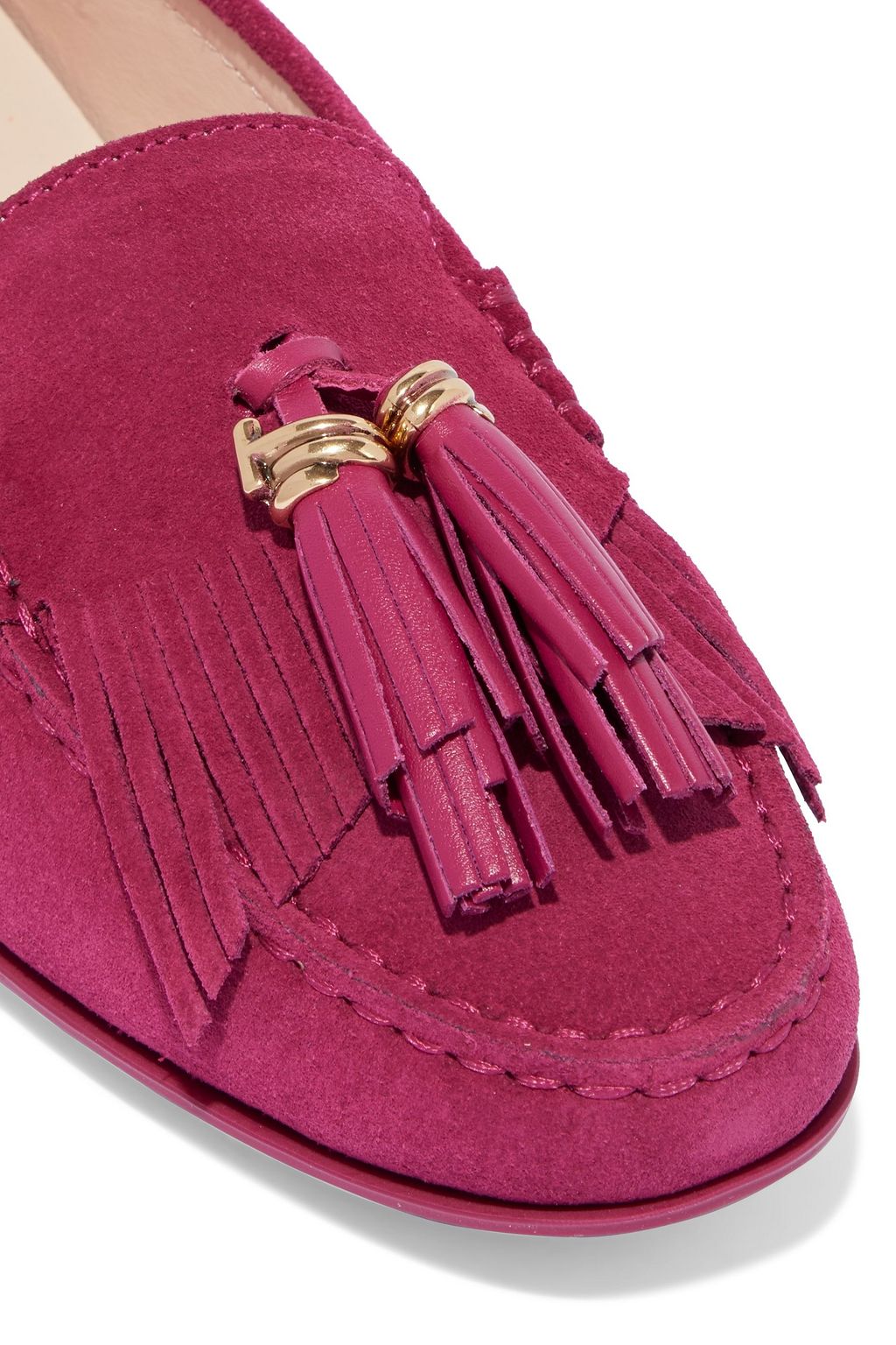 TOD'S حذاء لوفر "سيتي غومينو" من الشامواه مزيّن بشراشيب وبأهداب متدلية