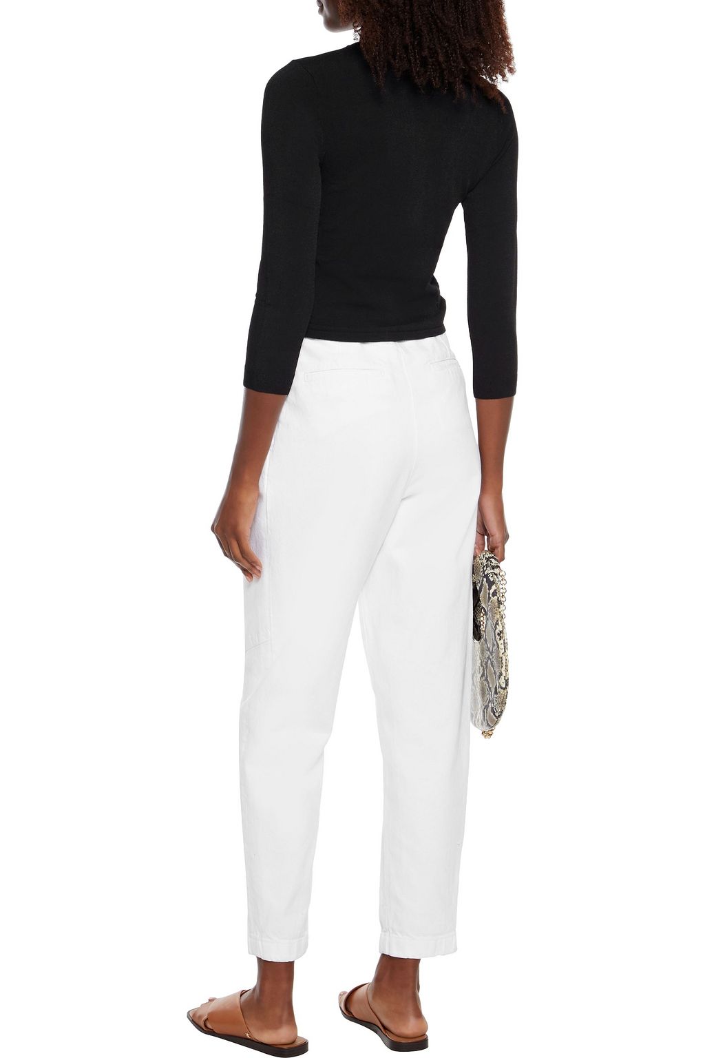 AUTUMN CASHMERE Cropped ruched stretch-knit sweater