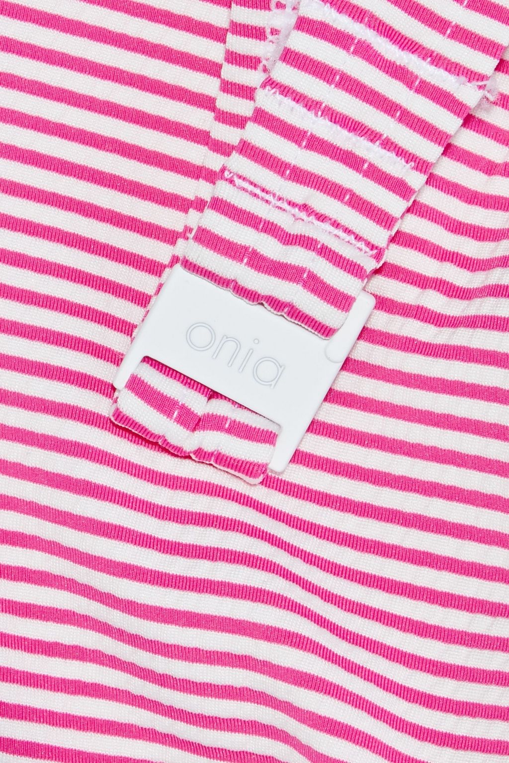 ONIA Maja striped stretch-seersucker bikini top