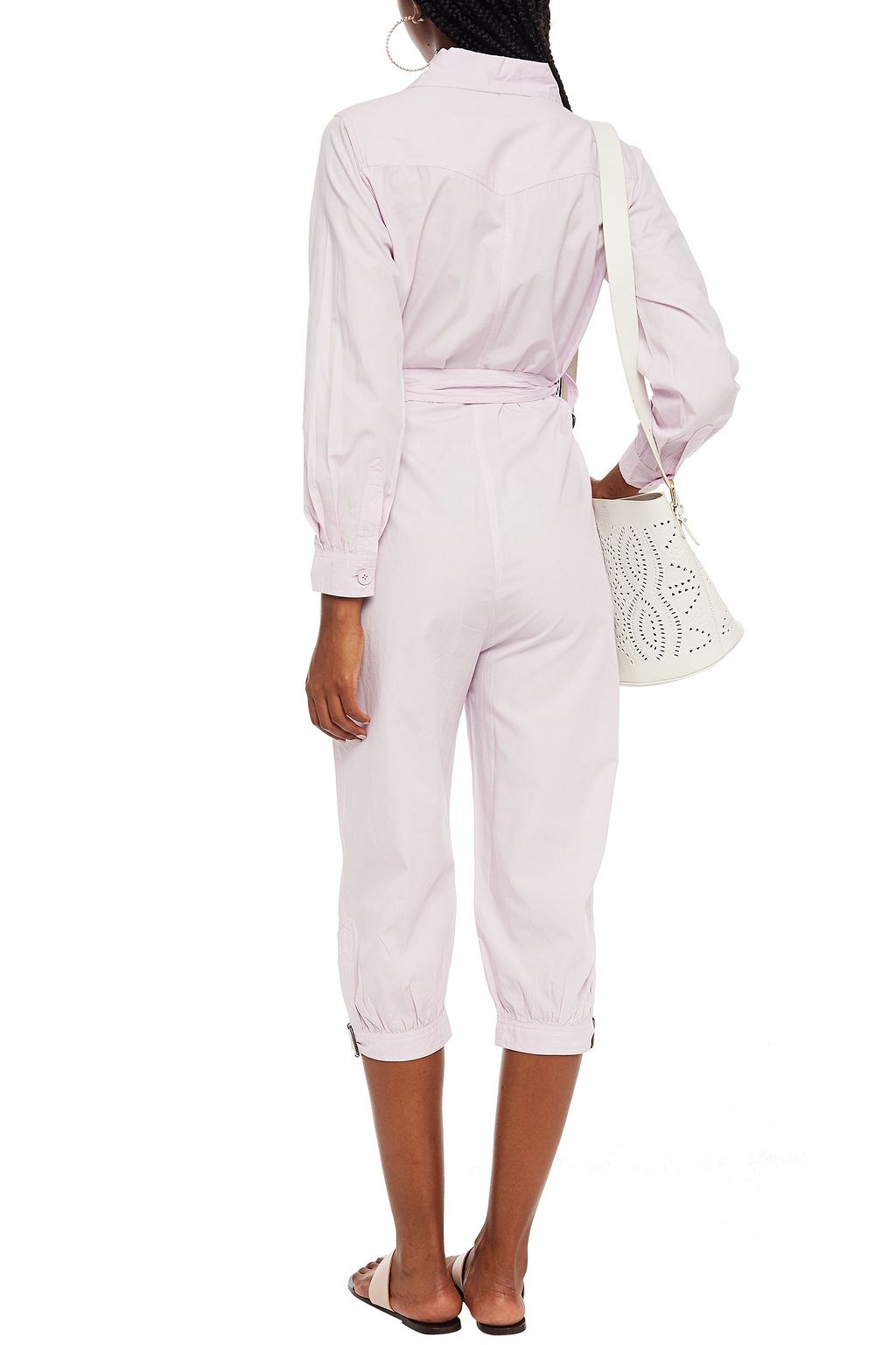 ANTIK BATIK Kala cropped belted cotton-broadcloth jumpsuit