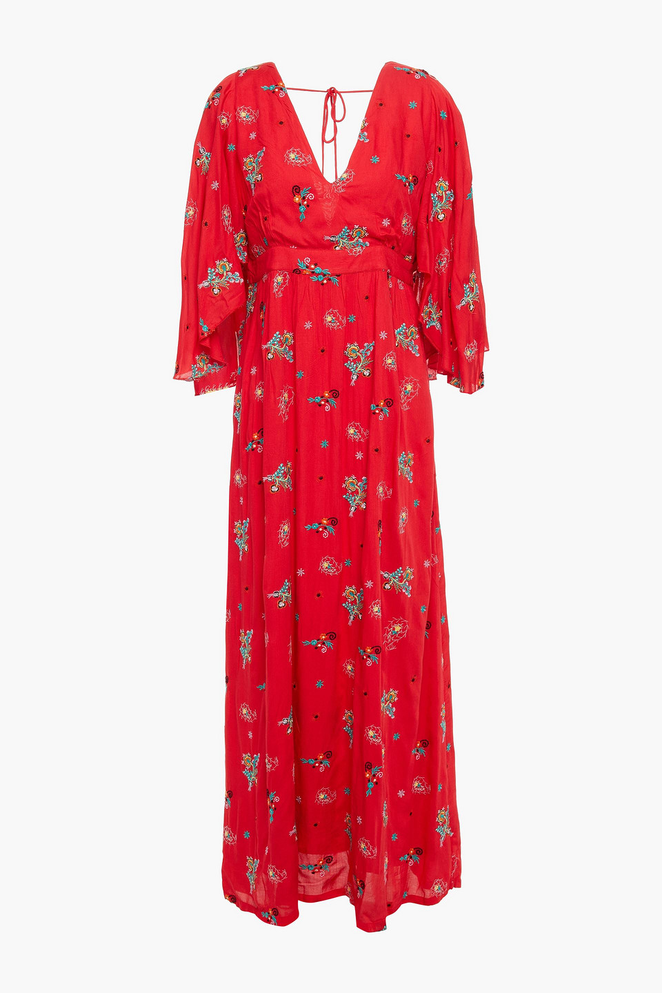 Antik Batik Houla tie-back embroidered voile maxi dress
