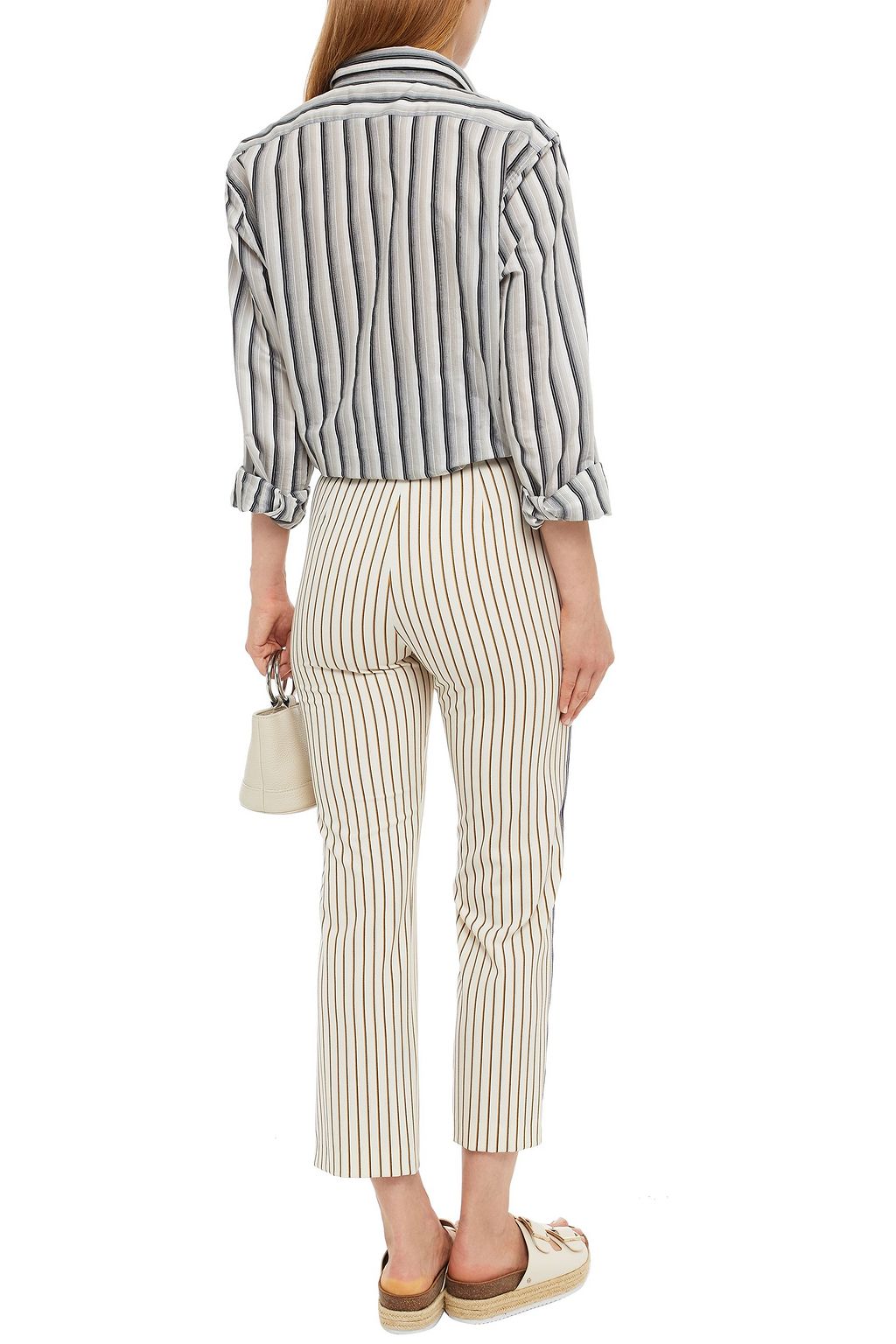 SEE BY CHLOÉ Cropped striped woven slim-leg pants