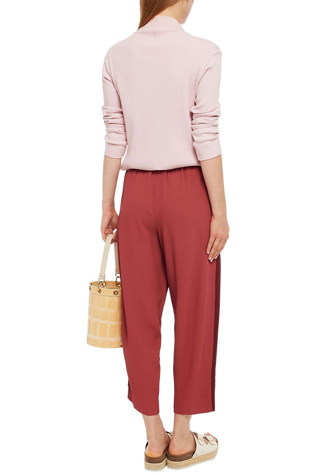 SEE BY CHLOÉ Cropped striped crepe track pants