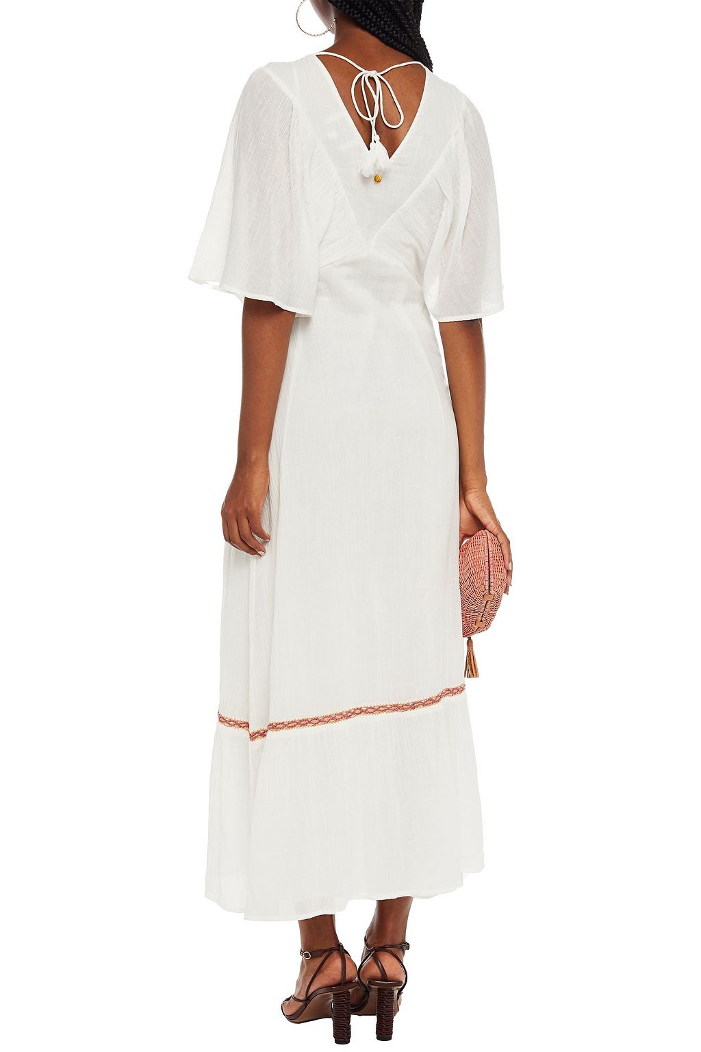 ANTIK BATIK Valentine crochet-trimmed crinkled cotton-gauze midi dress