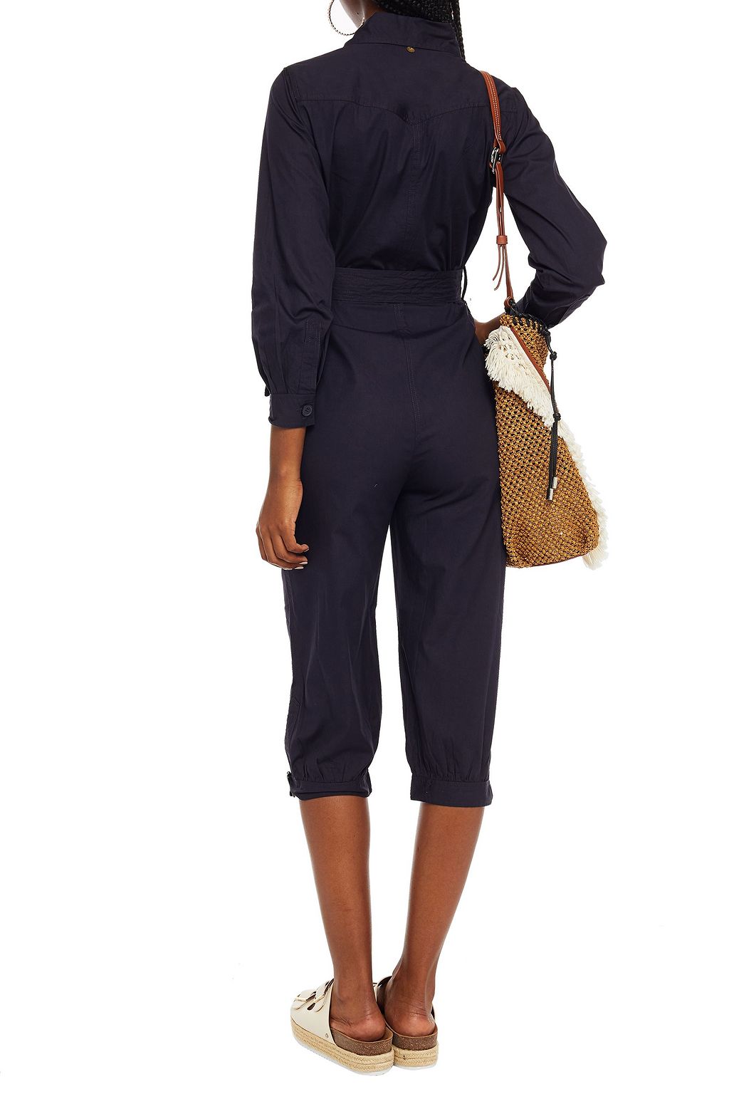 ANTIK BATIK Kala cropped belted cotton-broadcloth jumpsuit