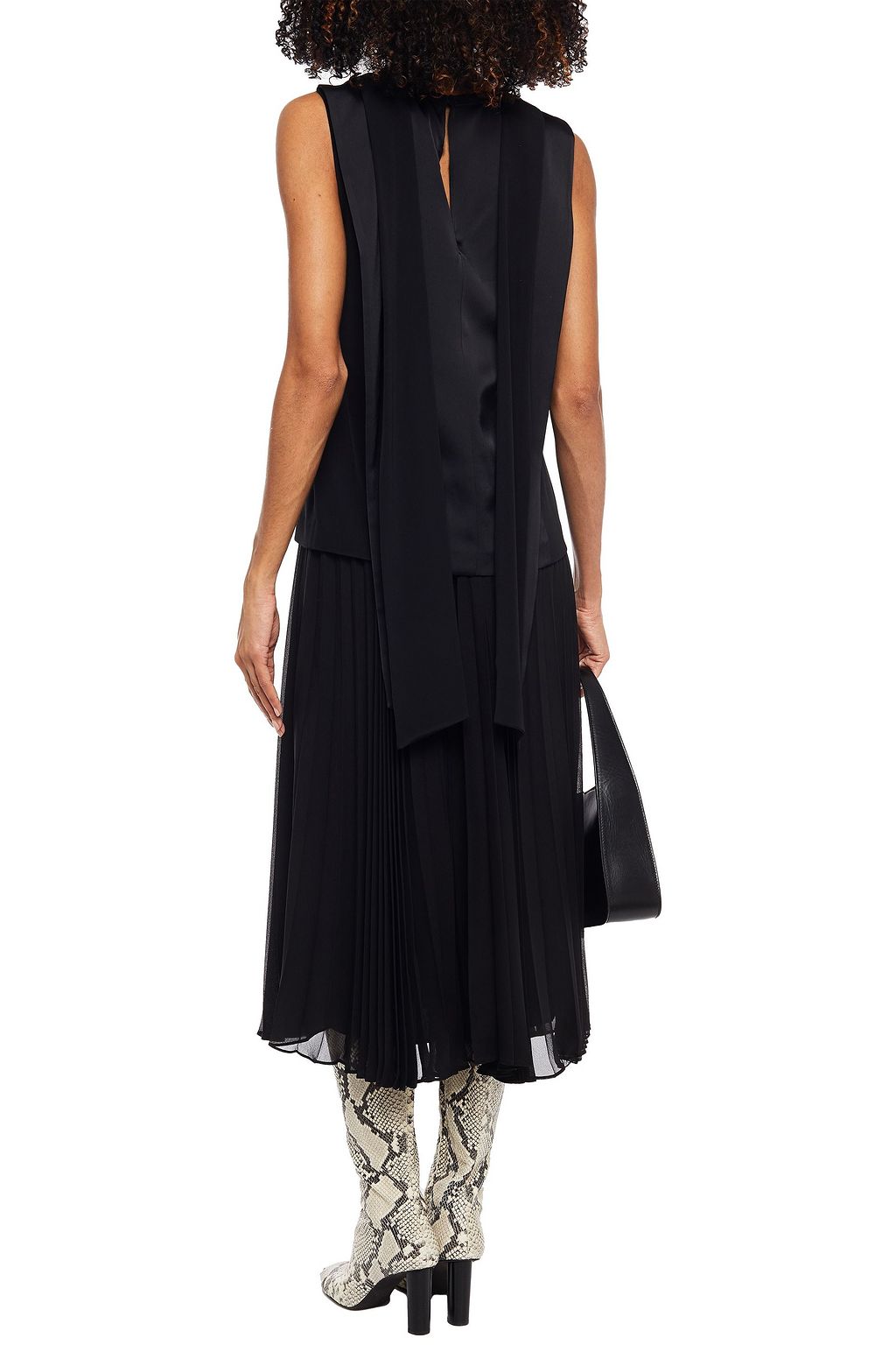 VICTORIA, VICTORIA BECKHAM Satin crepe-paneled gathered cady top