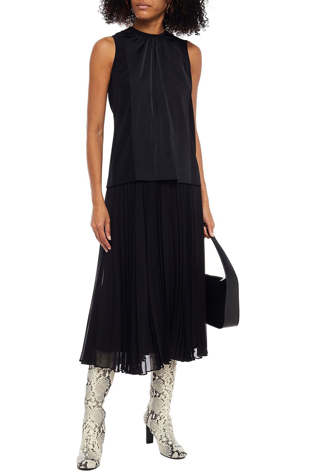 VICTORIA, VICTORIA BECKHAM Satin crepe-paneled gathered cady top