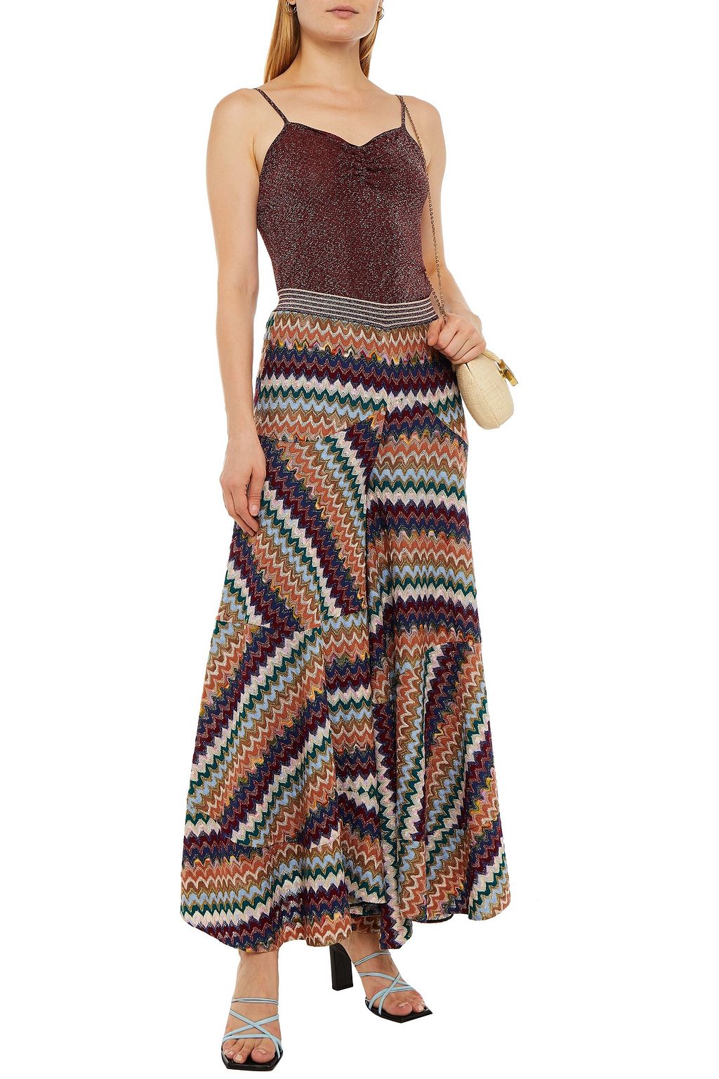 MISSONI Gathered metallic knitted top
