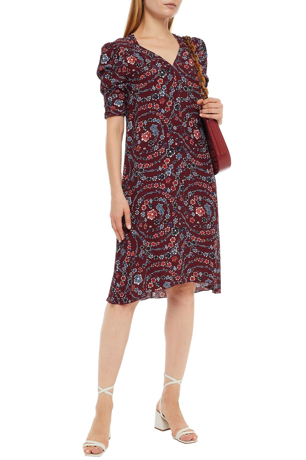 SEE BY CHLOÉ Gathered floral-print crepe dress