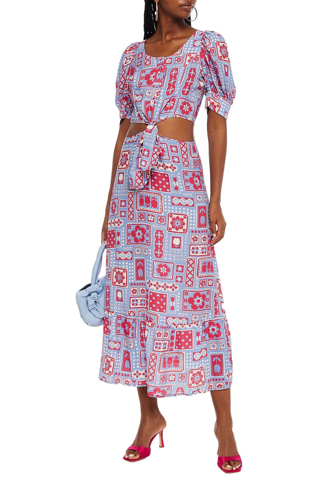 ANTIK BATIK Honoka cutout printed twill midi dress