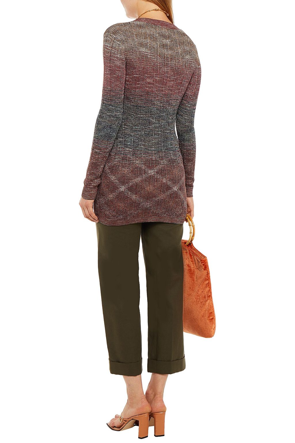 MISSONI Metallic ribbed intarsia-knit cardigan