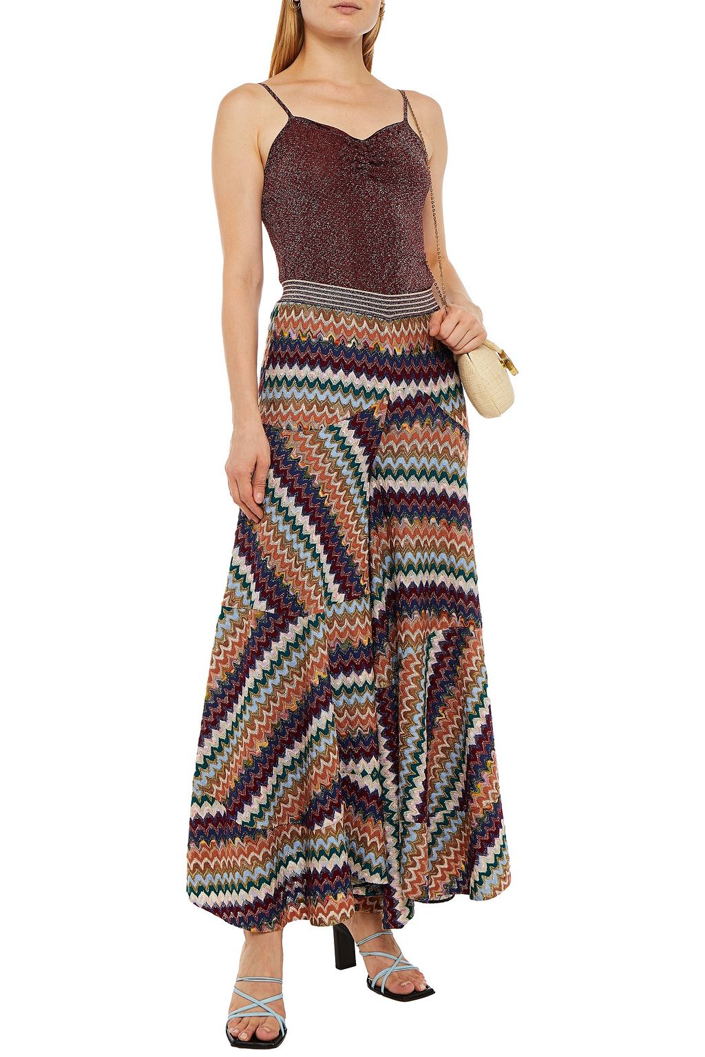 MISSONI Metallic crochet-knit wool-blend wide-leg pants