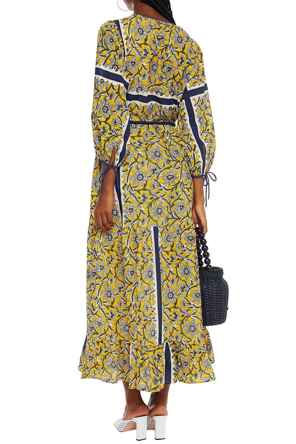 ANTIK BATIK Marius belted gathered floral-print cotton midi dress