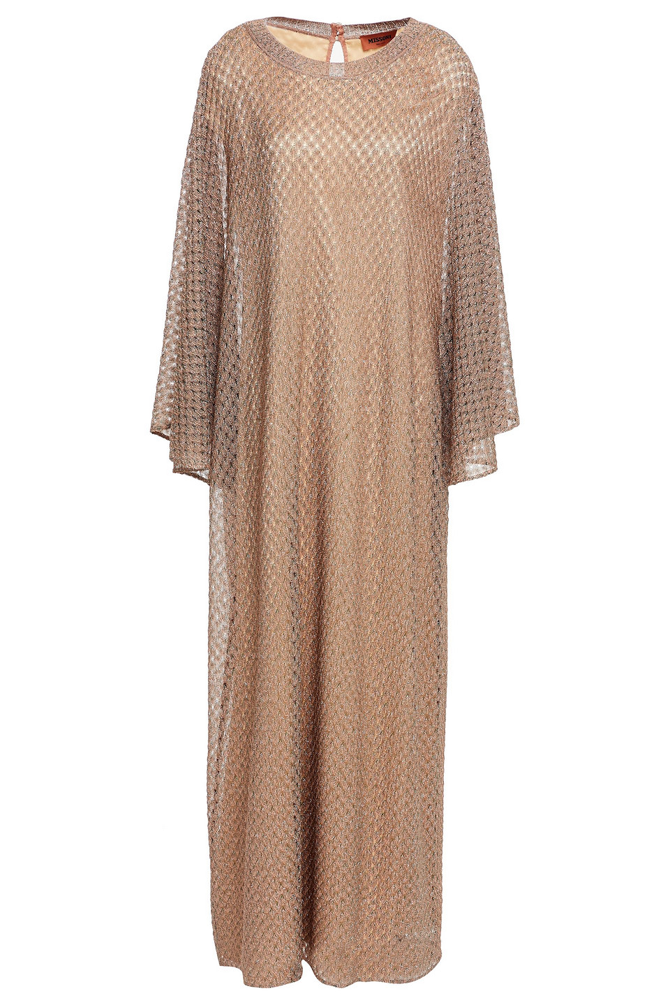 Missoni Woman Metallic Crochet-knit Kaftan Beige Size 48
