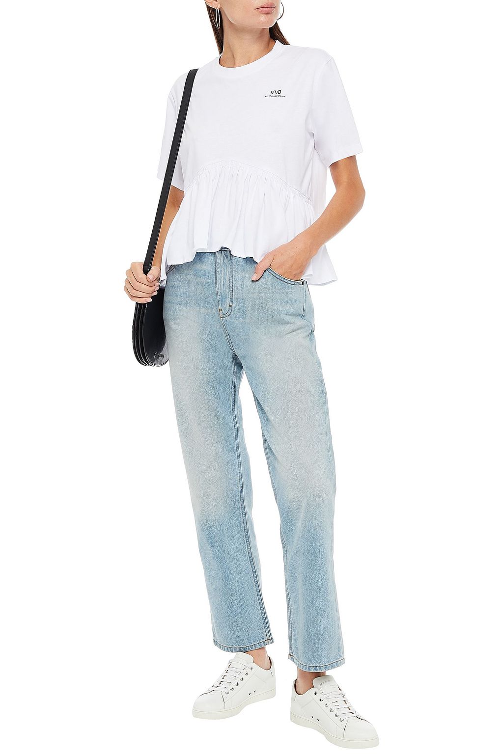 VICTORIA, VICTORIA BECKHAM Gathered organic cotton-jersey T-shirt