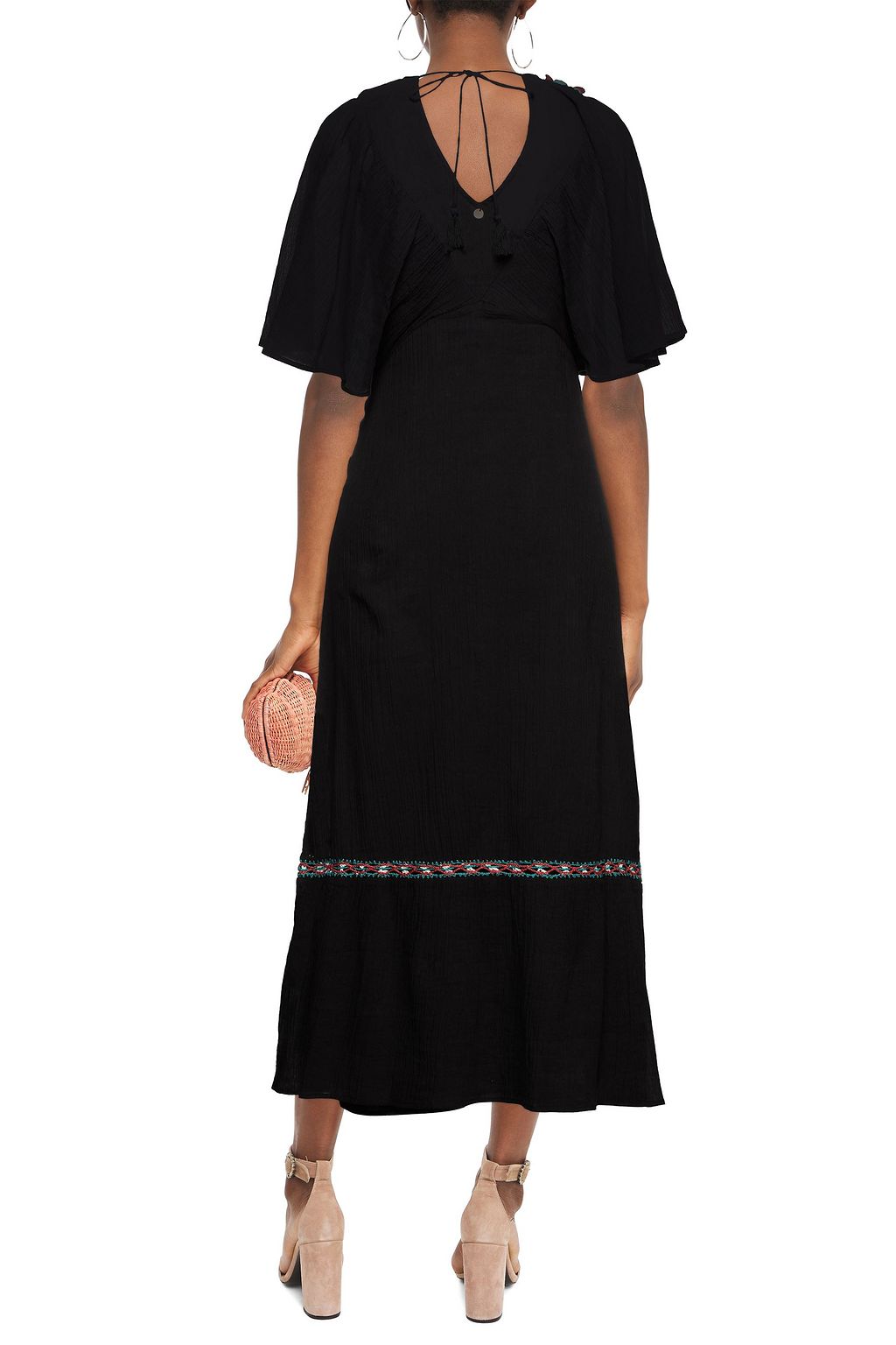 ANTIK BATIK Valentine crochet-trimmed crinkled cotton-gauze midi dress