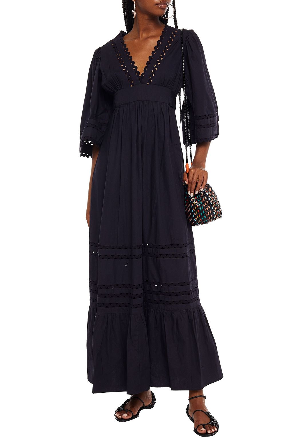 ANTIK BATIK Mali rickrack-trimmed cotton-poplin maxi dress