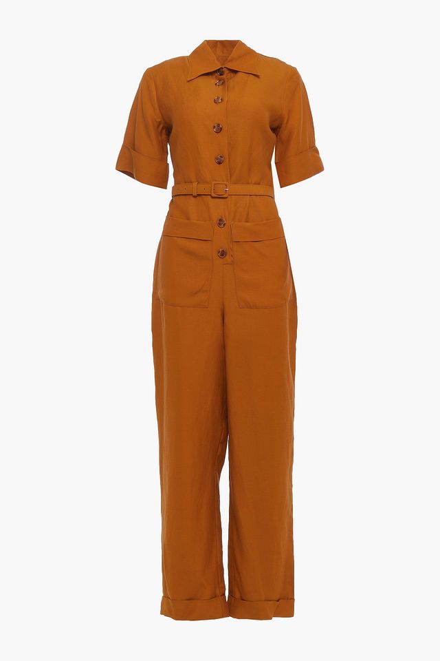 Oscar belted woven jumpsuit
