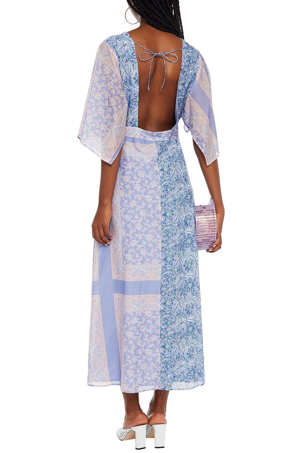 ANTIK BATIK Iloni open-back printed cotton and silk-blend chiffon midi dress