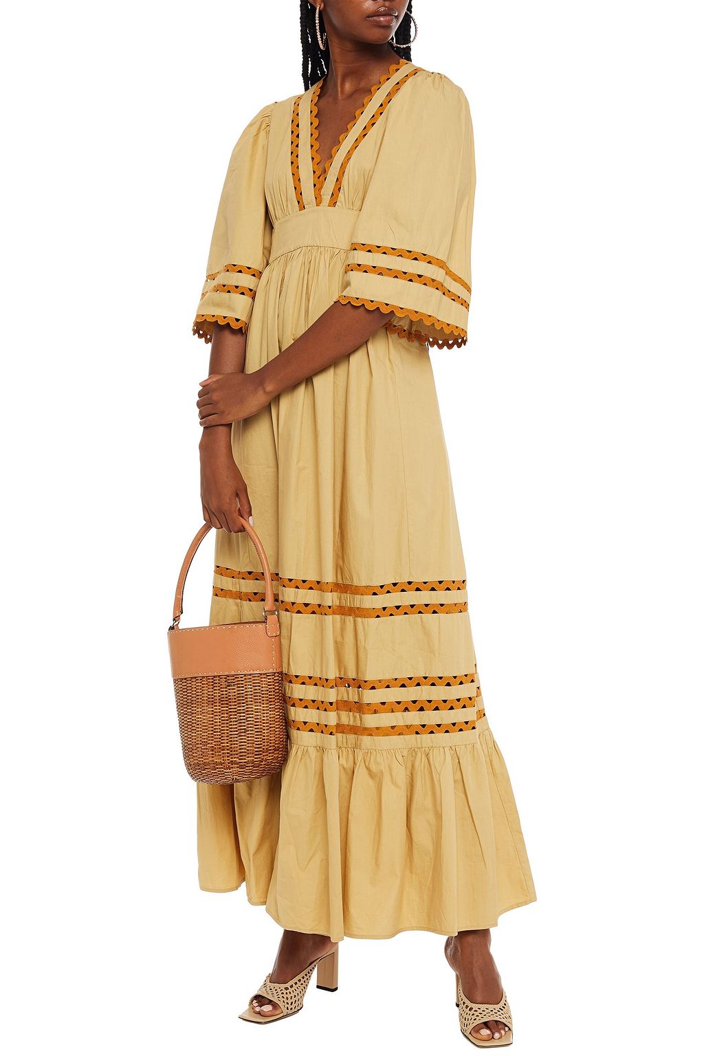 ANTIK BATIK Mali rickrack-trimmed cotton-poplin maxi dress