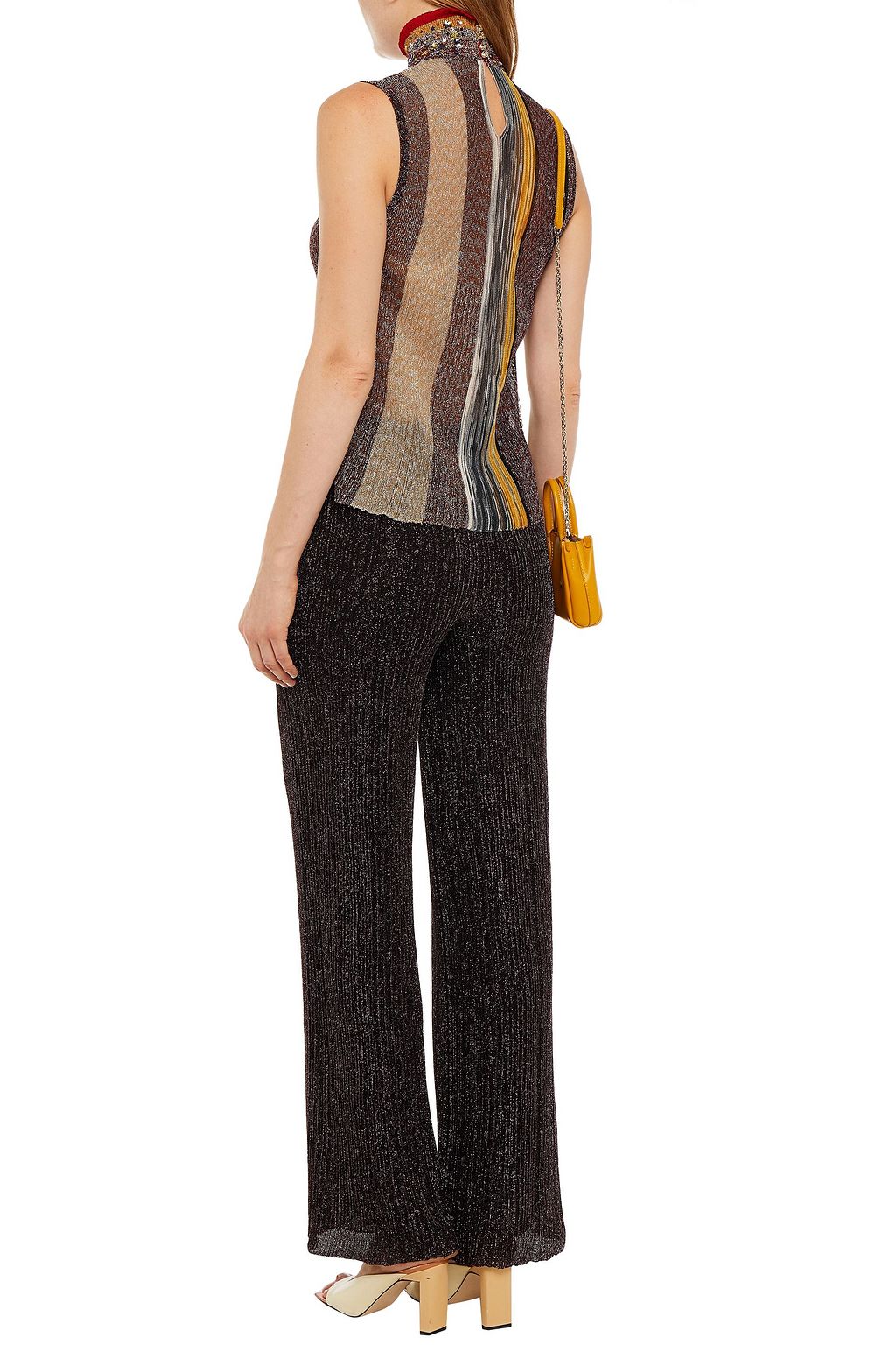 MISSONI Hose mit weitem Bein aus geripptem Häkelstrick mit Metallic-Effekt