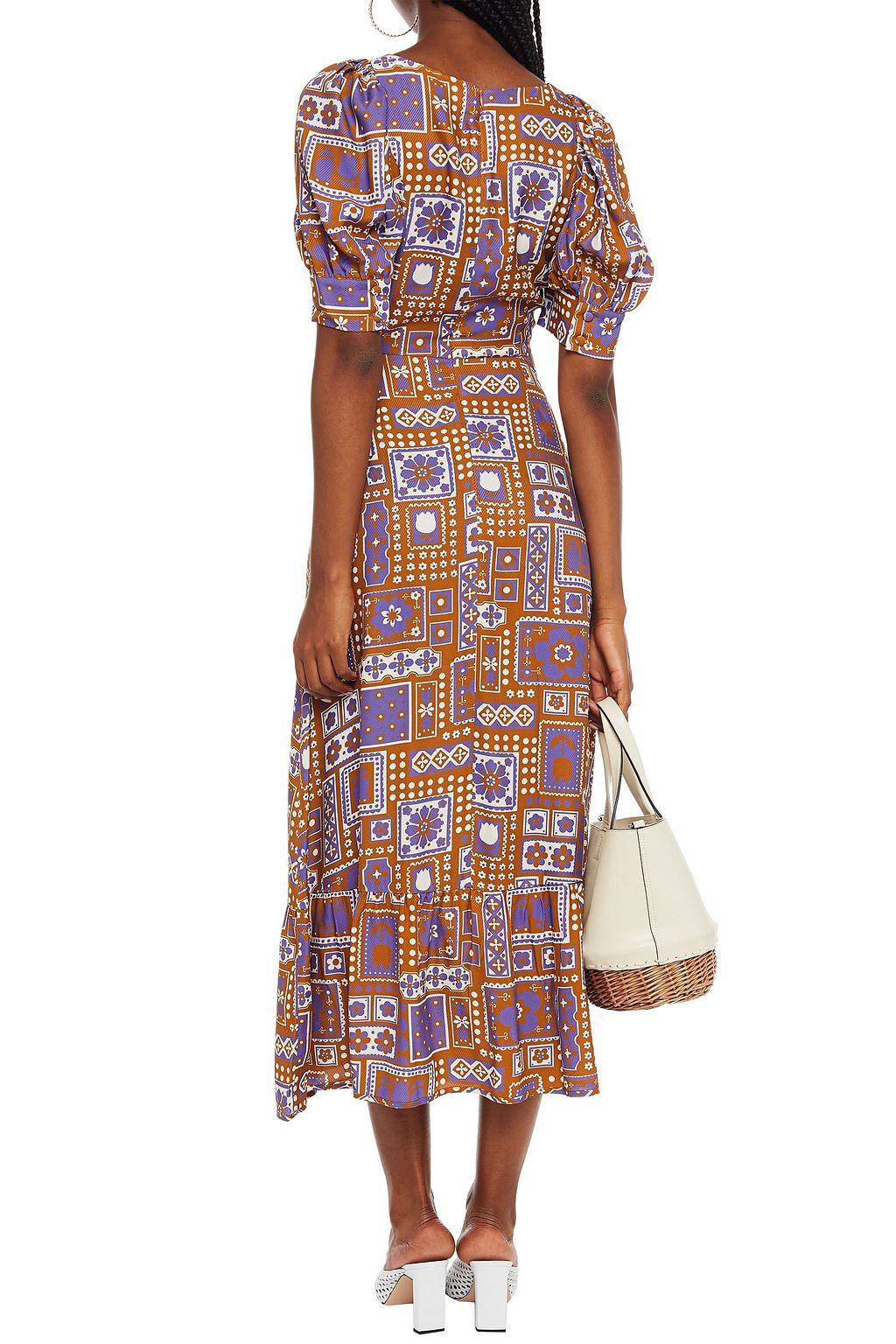 ANTIK BATIK Honoka cutout printed twill midi dress