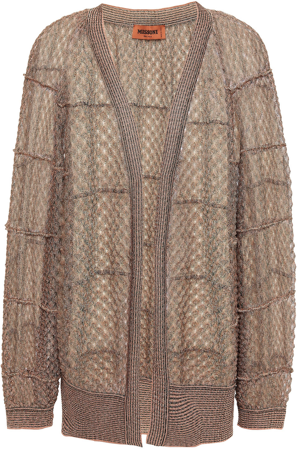 Missoni Woman Metallic Crochet-knit Cardigan Antique Rose Size 36