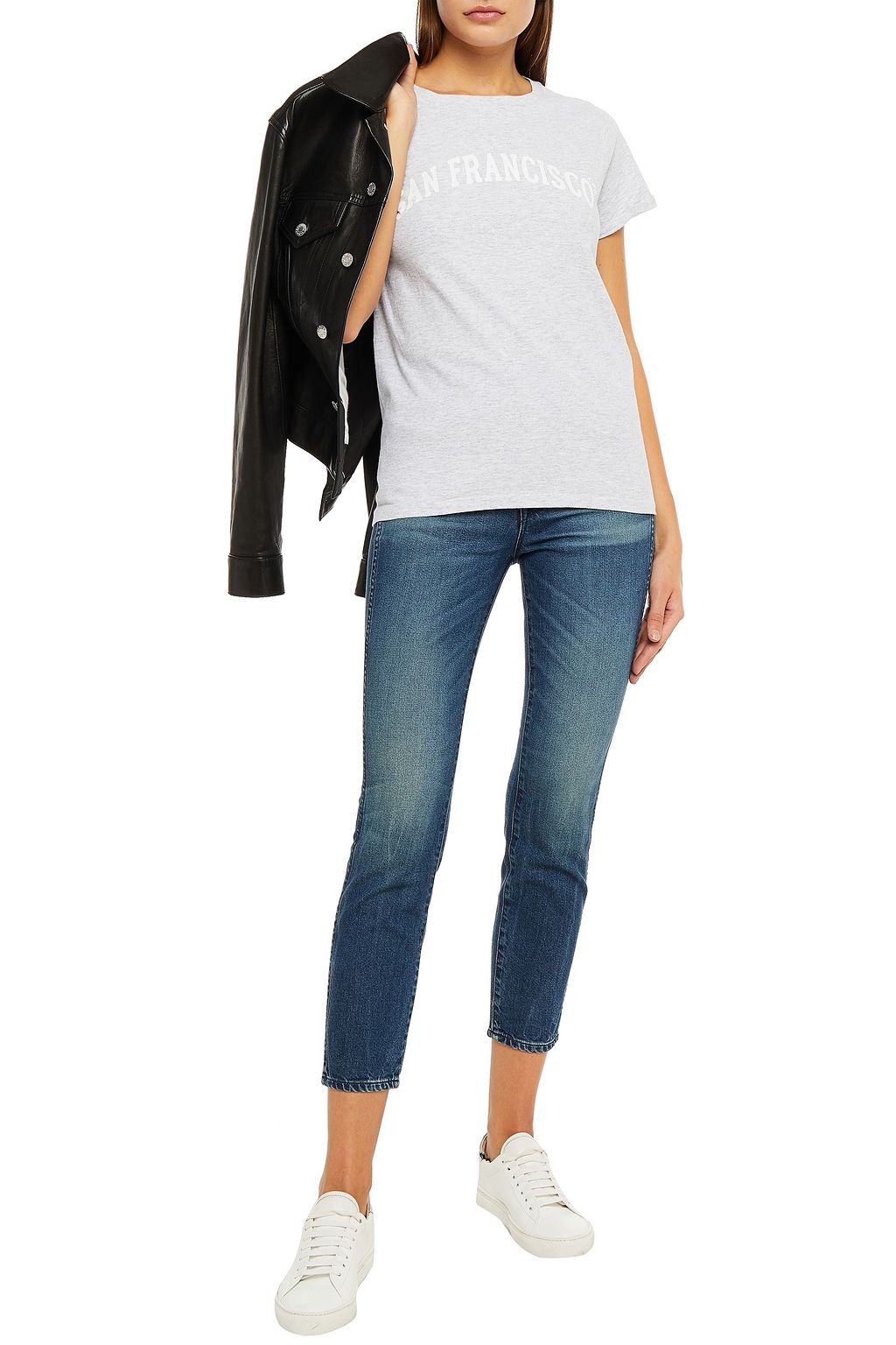 3X1 NYC Cropped faded high-rise skinny jeans