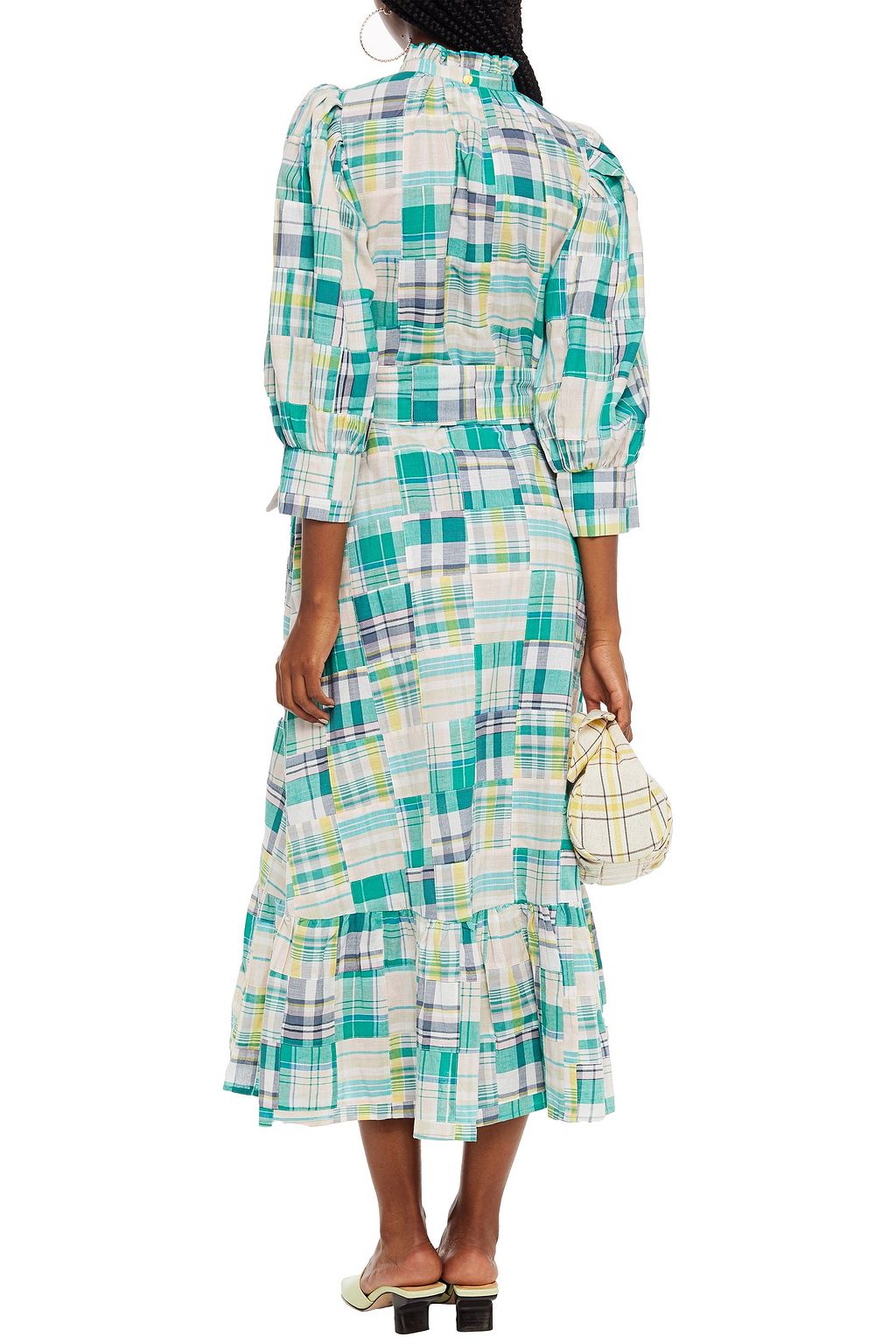 ANTIK BATIK Alama belted checked cotton-voile midi dress