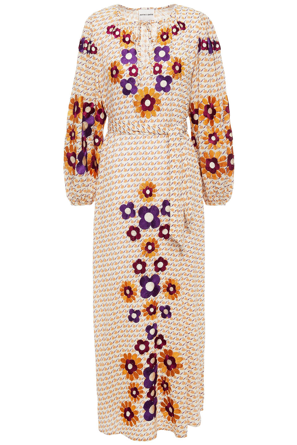 Antik Batik Apoline embroidered printed cotton-gauze midi dress