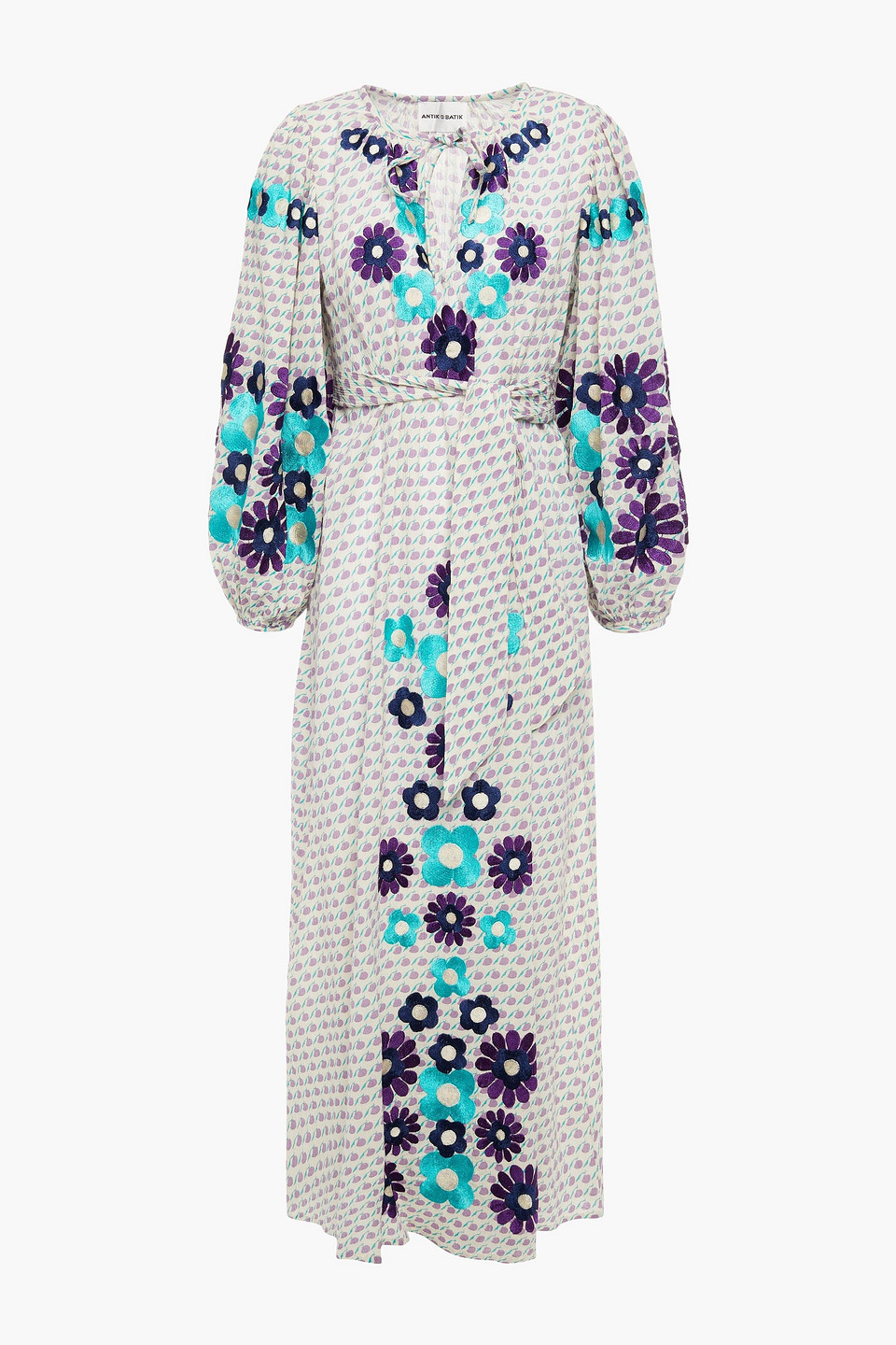 Antik Batik Apoline embroidered printed cotton-gauze midi dress