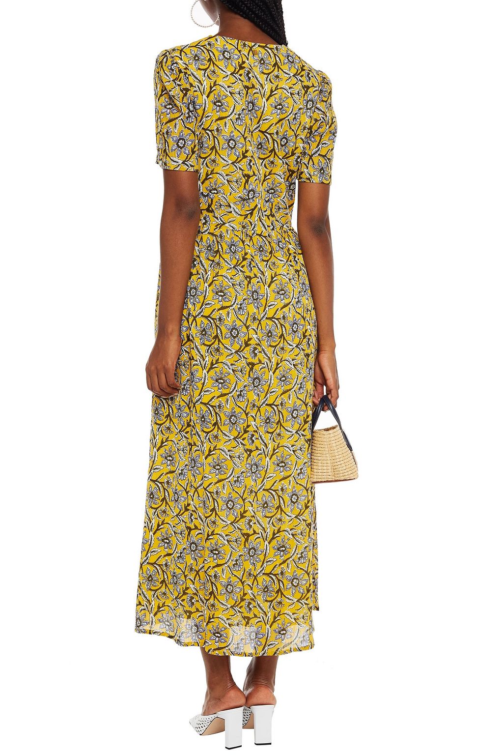 ANTIK BATIK Maria floral-print crinkled cotton-gauze midi dress
