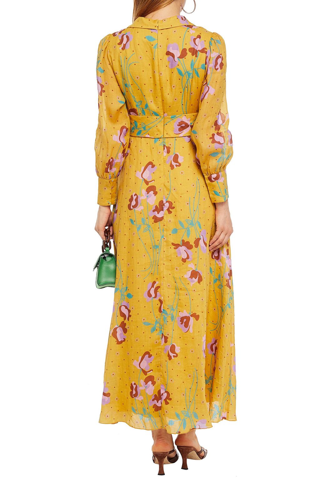 ANTIK BATIK Ossie embellished printed ramie-gauze maxi dress