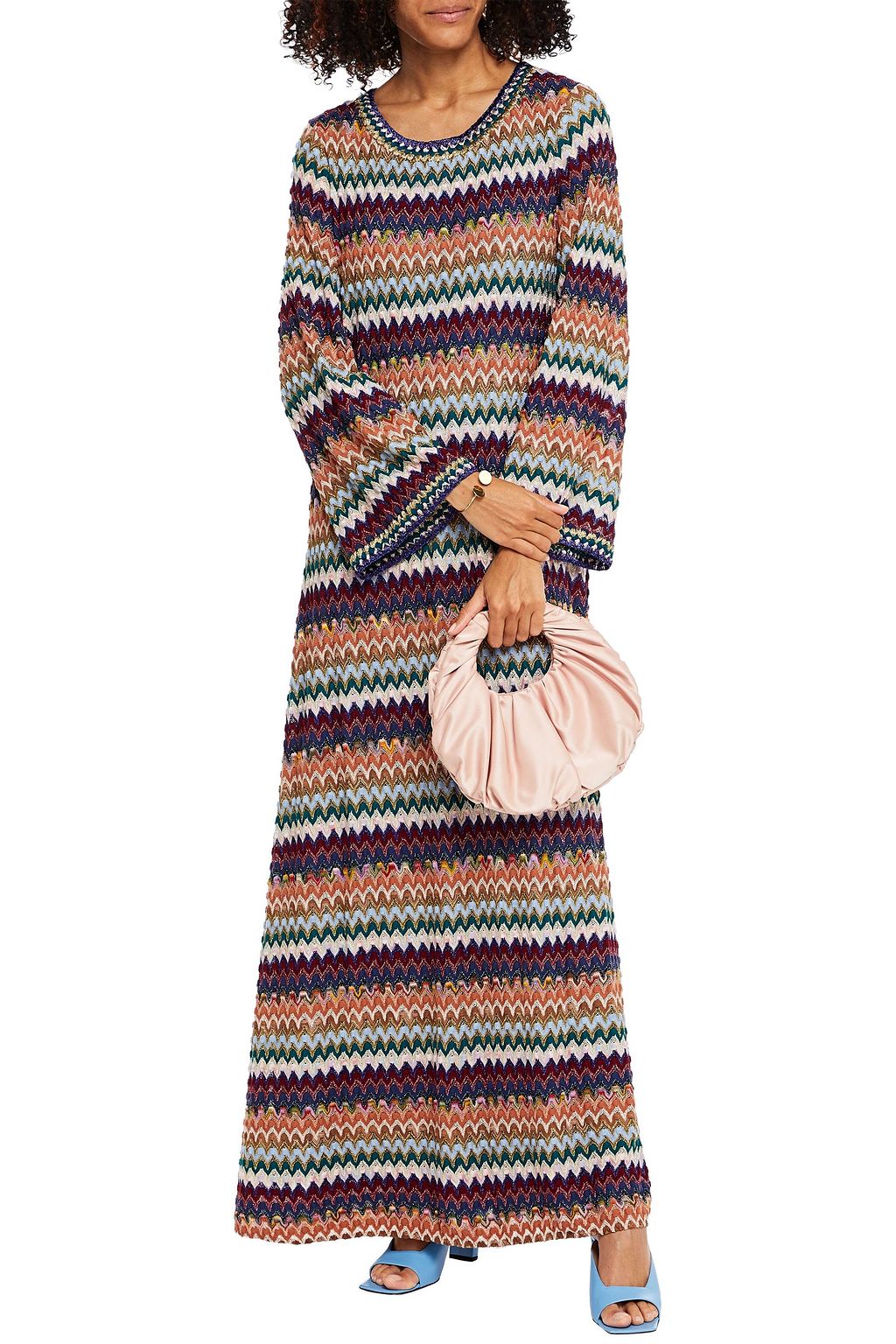 MISSONI Metallic crochet-knit wool-blend kaftan