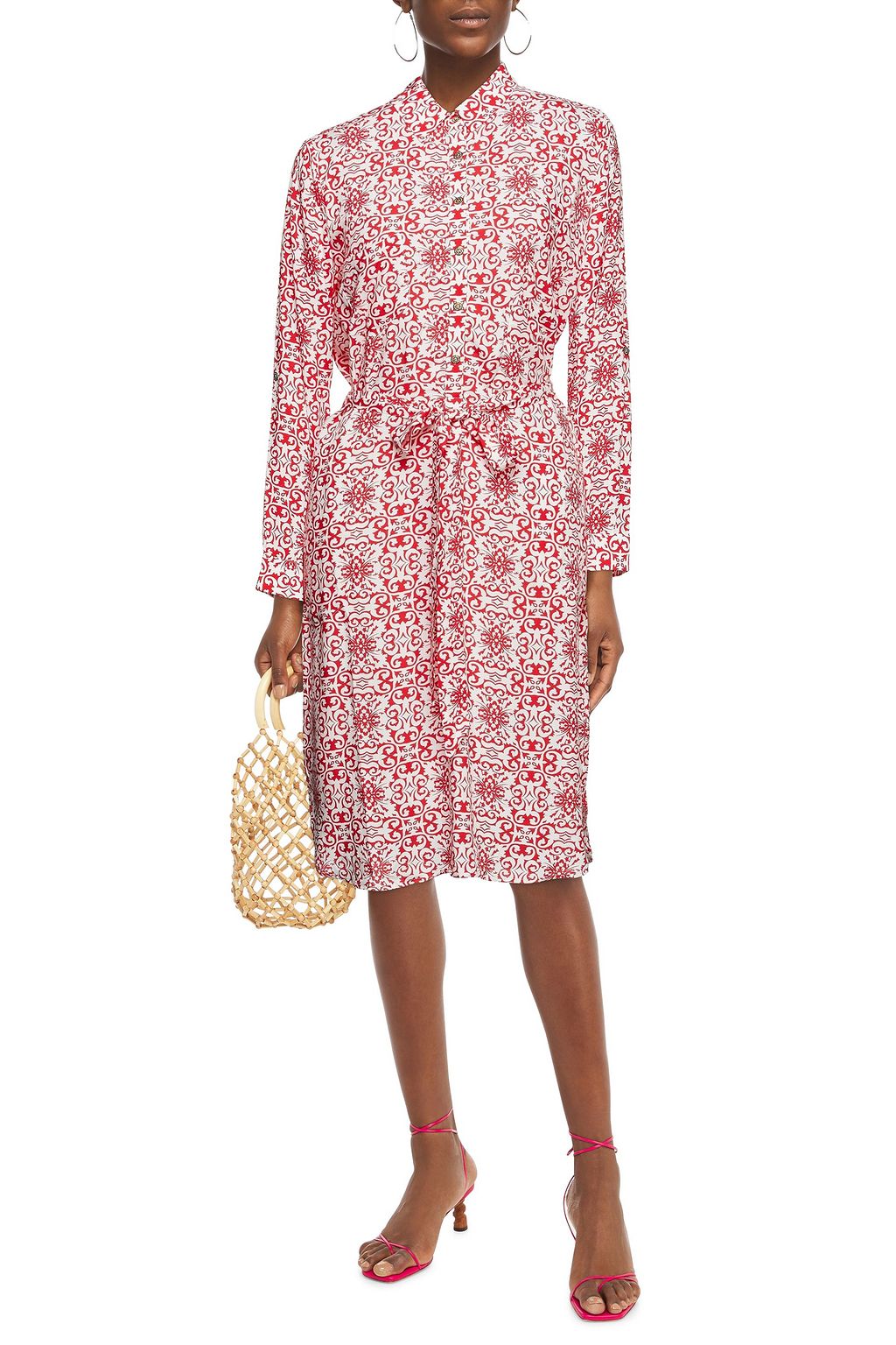 MELISSA ODABASH Lois Amalfi belted printed woven shirt dress