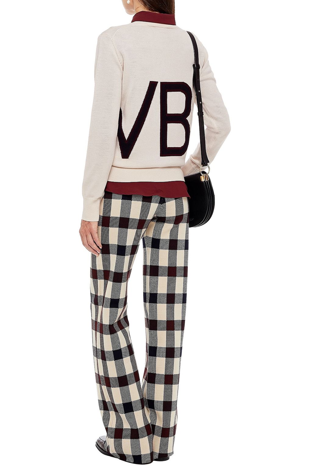 VICTORIA, VICTORIA BECKHAM Embroidered intarsia wool sweater