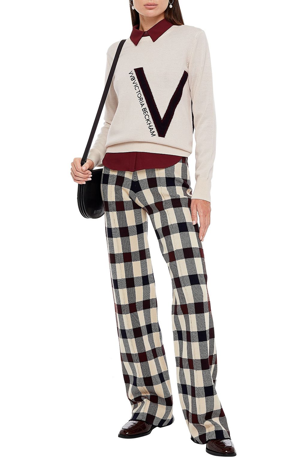 VICTORIA, VICTORIA BECKHAM Embroidered intarsia wool sweater