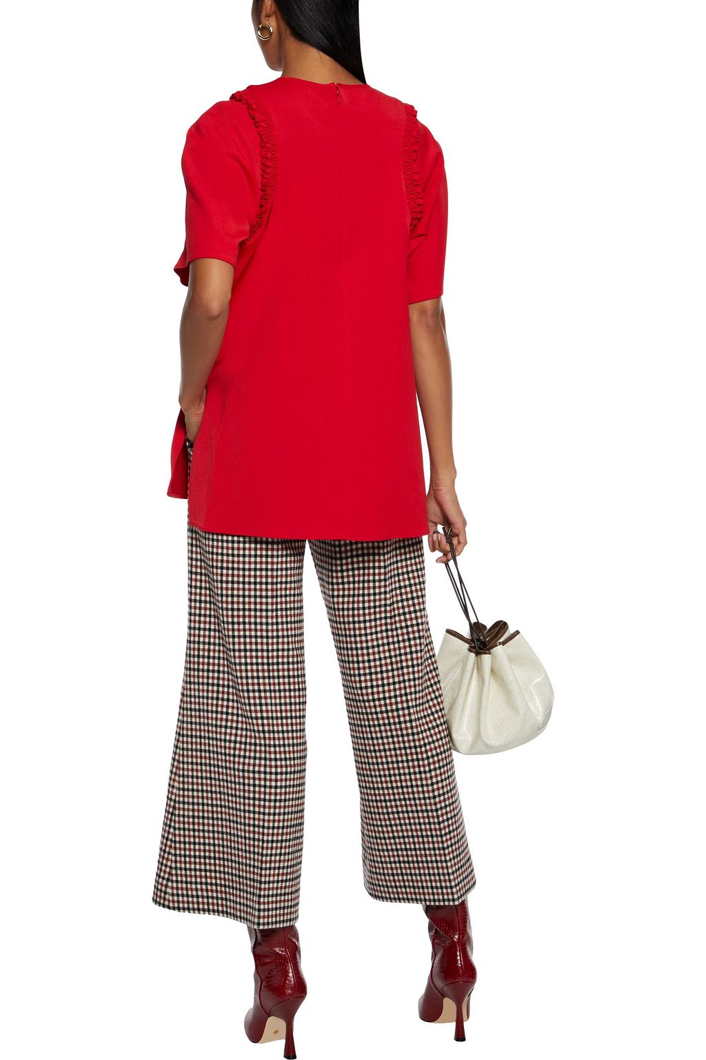 VICTORIA, VICTORIA BECKHAM Oversized ruffle-trimmed ponte T-shirt