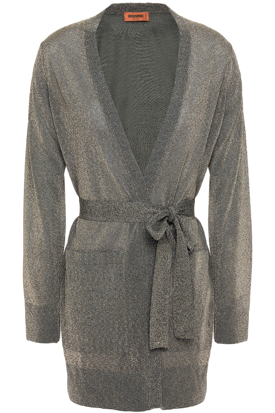 Missoni Woman Metallic Knitted Cardigan Dark Gray Size 42