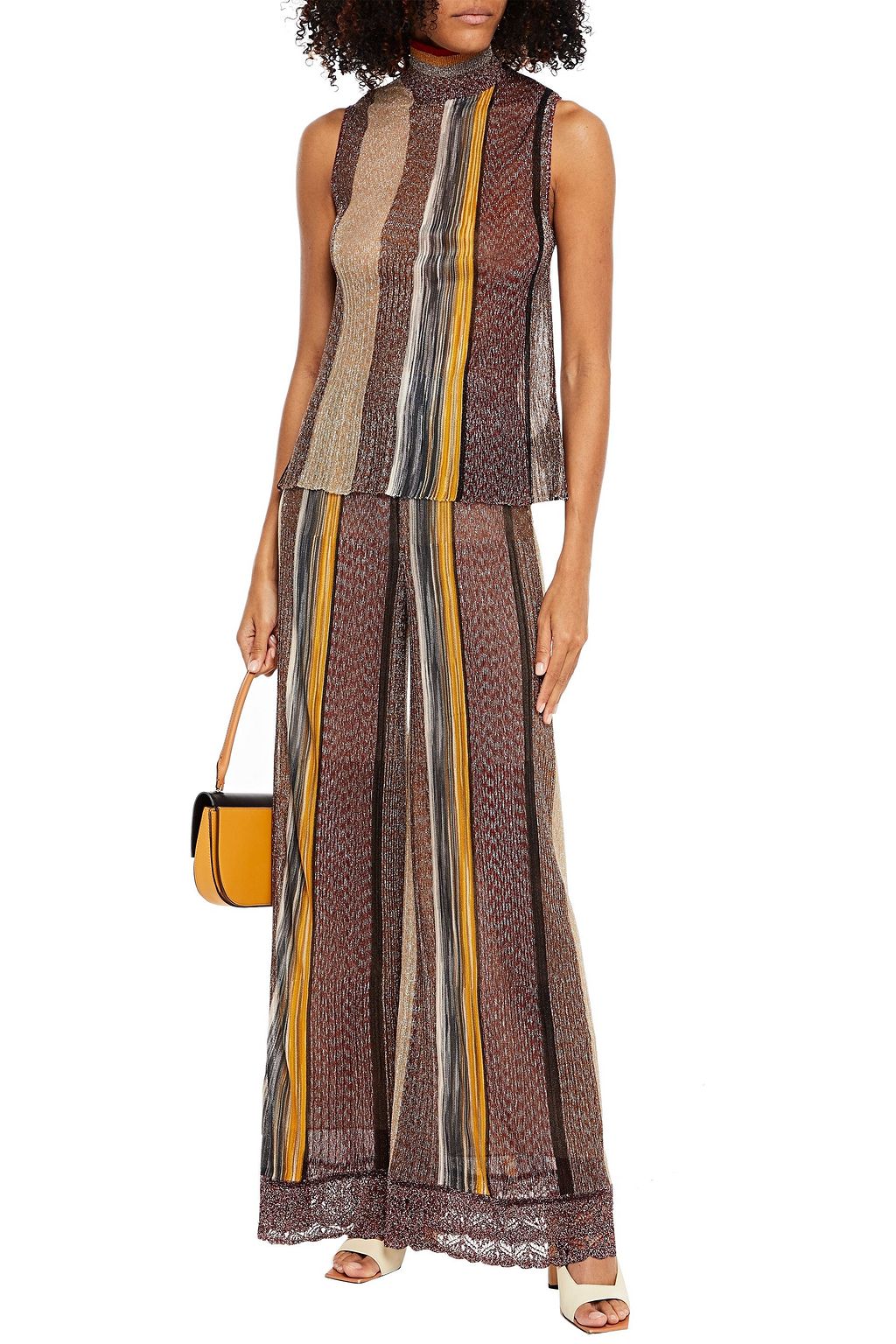 MISSONI Metallic crochet-knit wide-leg pants