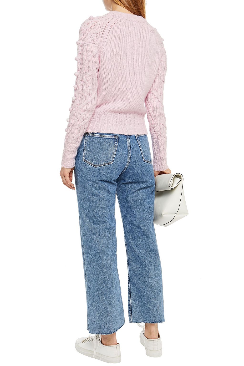 AUTUMN CASHMERE Pompom-embellished cable-knit cashmere sweater
