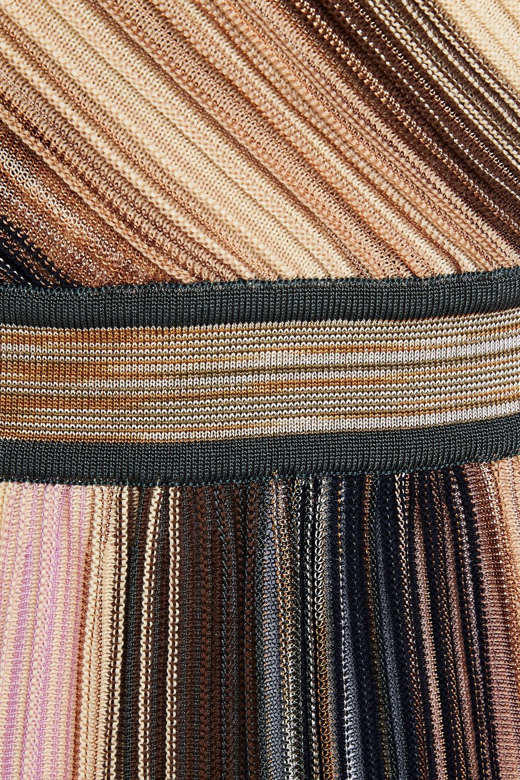MISSONI Striped ribbed-knit midi dress