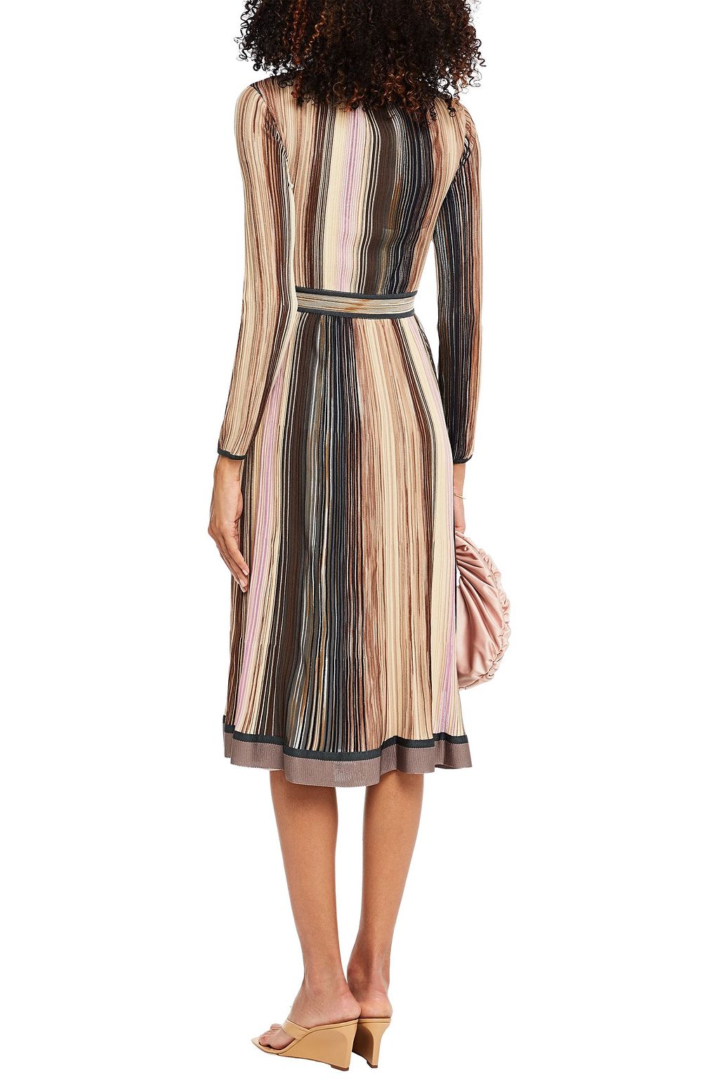 MISSONI Striped ribbed-knit midi dress