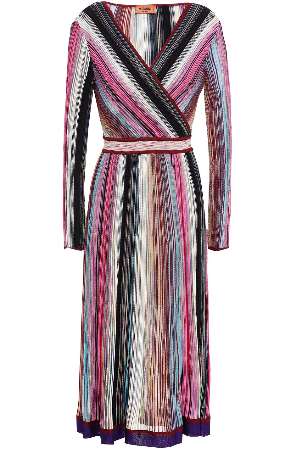 Missoni Woman Wrap-effect Ribbed-knit Dress Pink Size 38