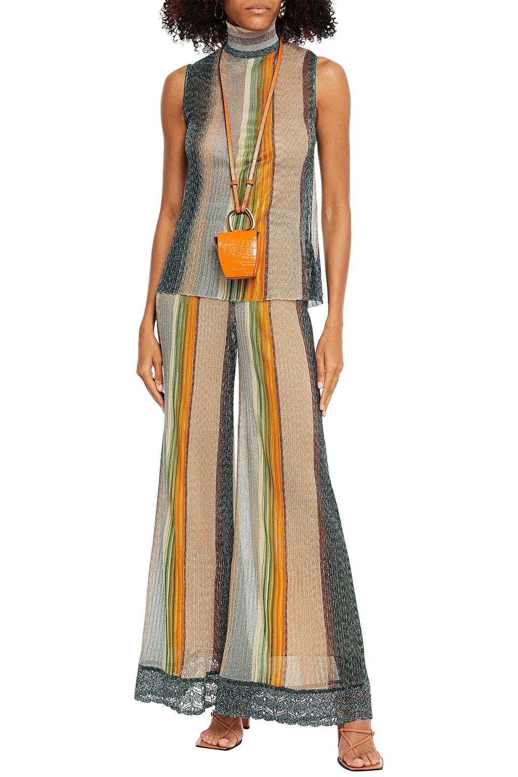 MISSONI Metallic crochet-knit wide-leg pants