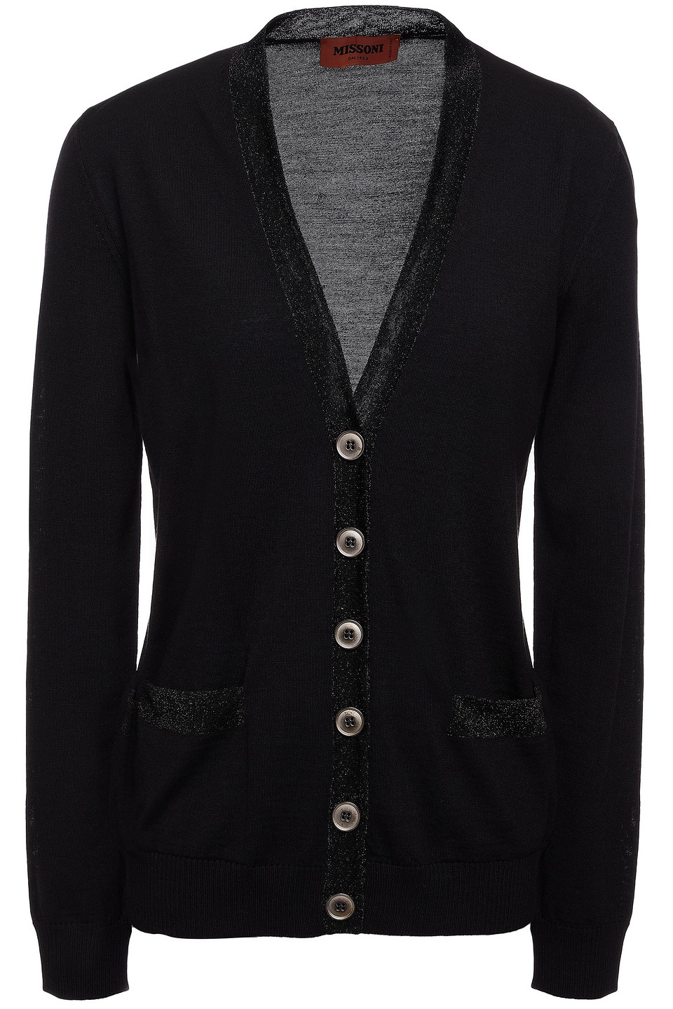 Missoni Woman Metallic-trimmed Wool-blend Cardigan Black Size 38