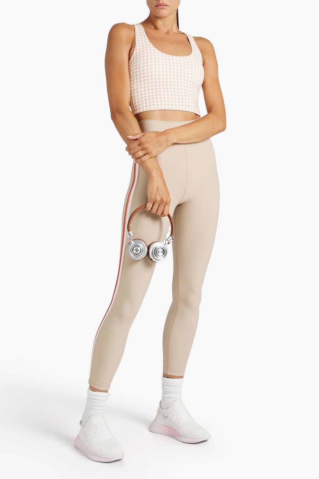 THE UPSIDE Margot cropped houndstooth stretch tank