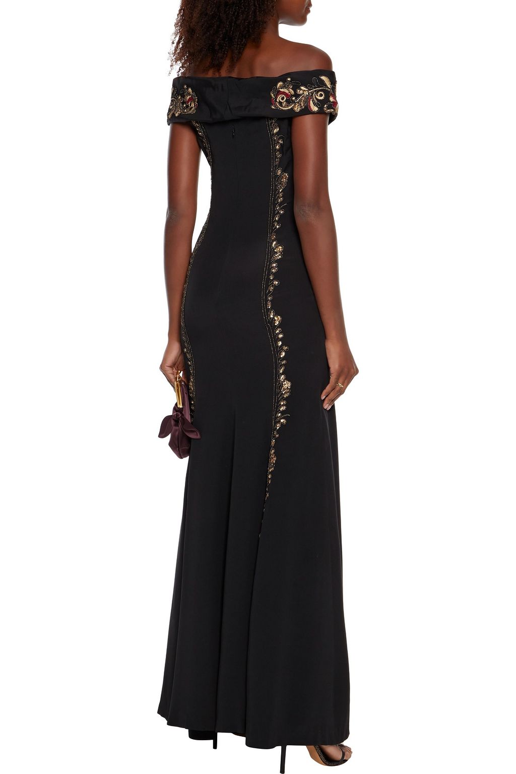 ETRO Off-the-shoulder embellished silk-crepe gown