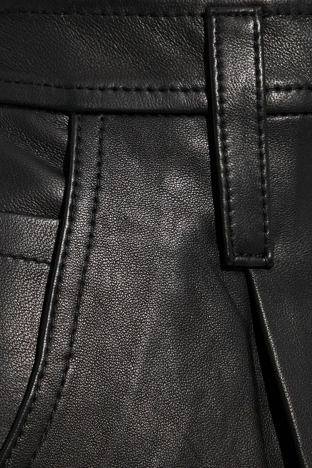 FRAME Cropped pleated leather tapered pants
